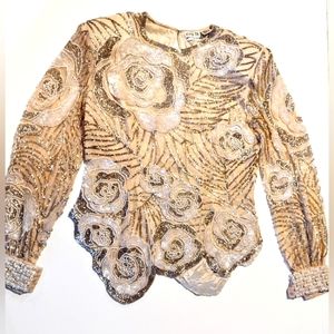 Champagne Color Vintage Sequin Skirt Set